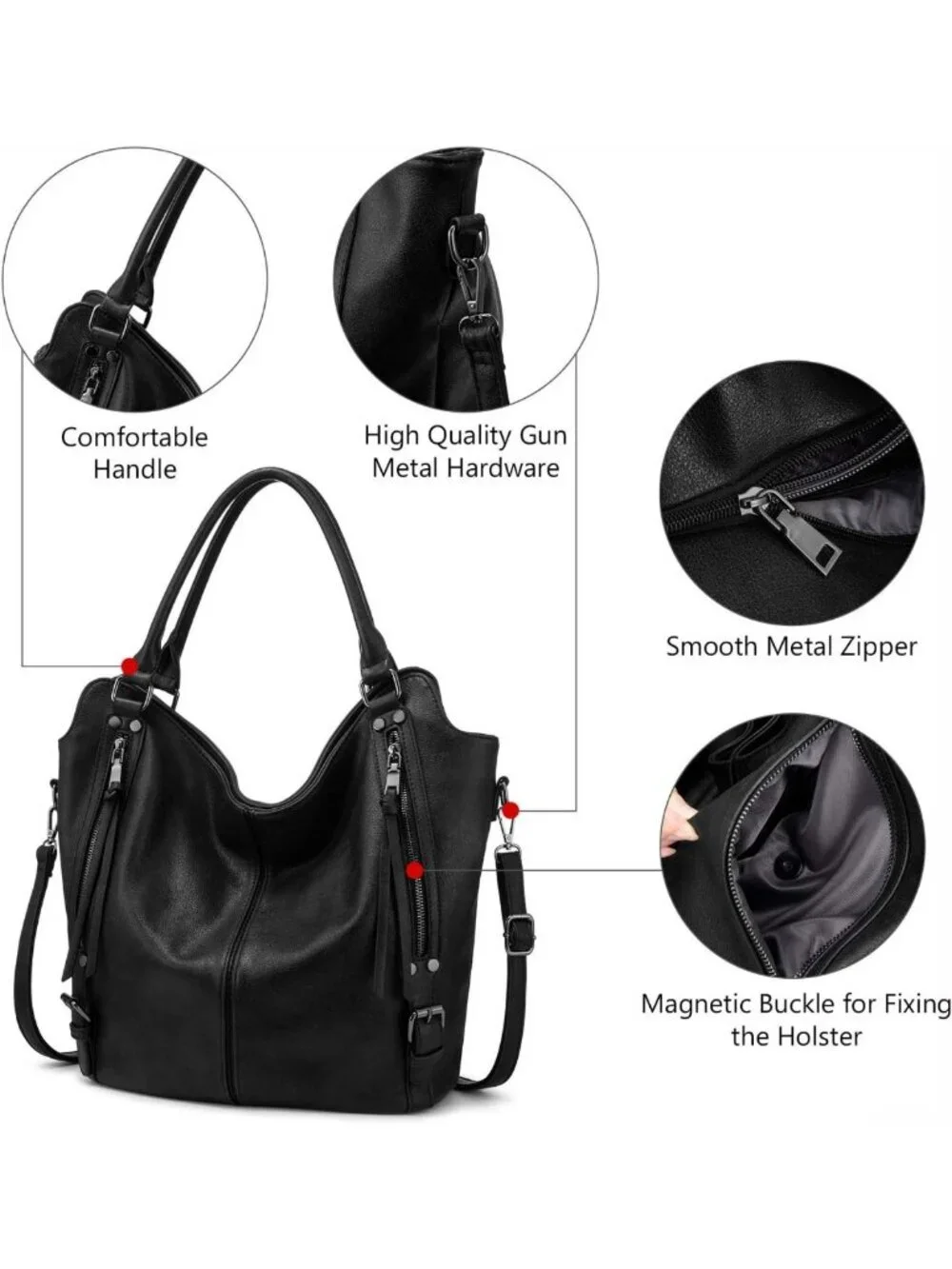 Stylish Faux Leather Hobo Purse for Women - Large Crossbody Tote with Holster